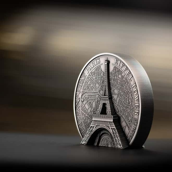 CIT Eiffel Tower Antique Silver 2oz coin