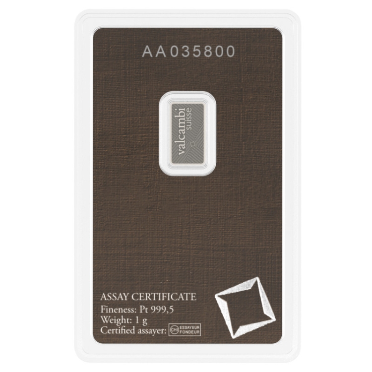 Valcambi Suisse 1g Platinum minted bar