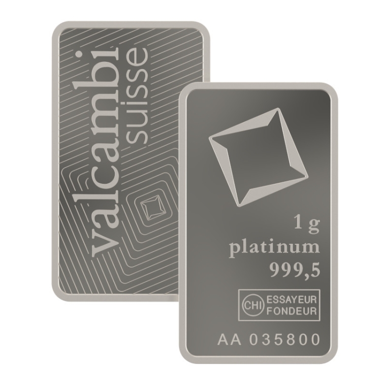 Valcambi Suisse 1g Platinum minted bar