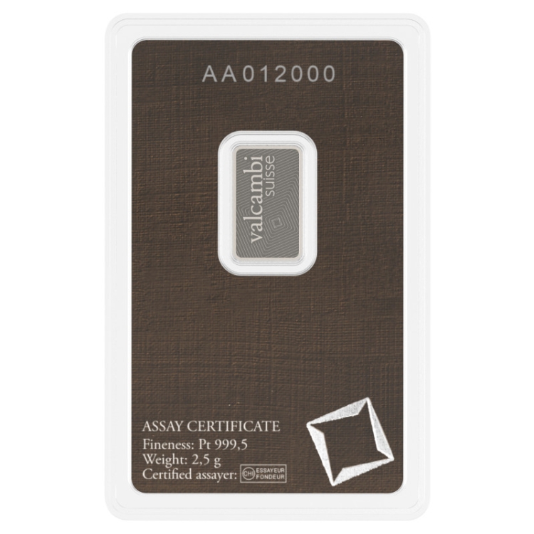 Valcambi Suisse 2.5g Platinum minted bar