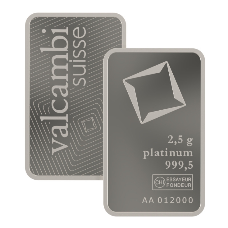 Valcambi Suisse 2.5g Platinum minted bar