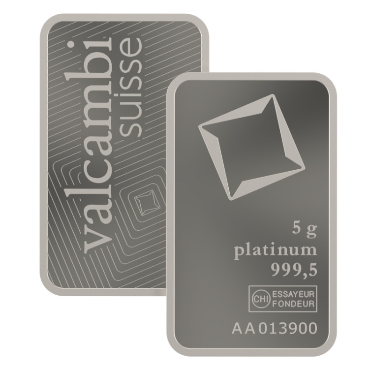 Valcambi Suisse 5g Platinum minted bar