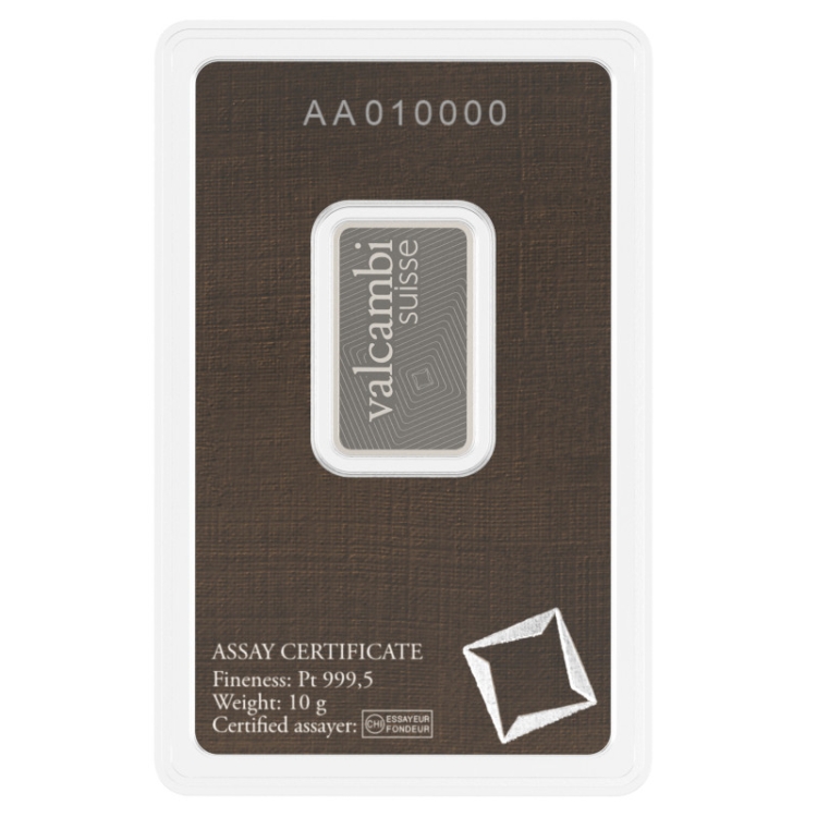 Valcambi Suisse 10g Platinum minted bar