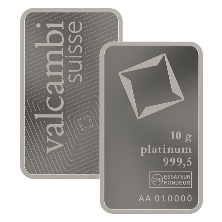 Valcambi Suisse 10g Platinum minted bar