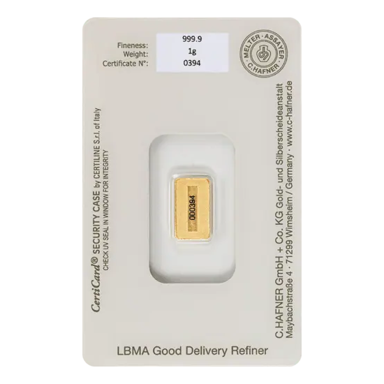 C.Hafner 1 gram minted bar