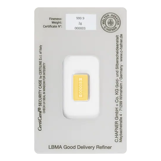 C.Hafner 2 gram minted bar