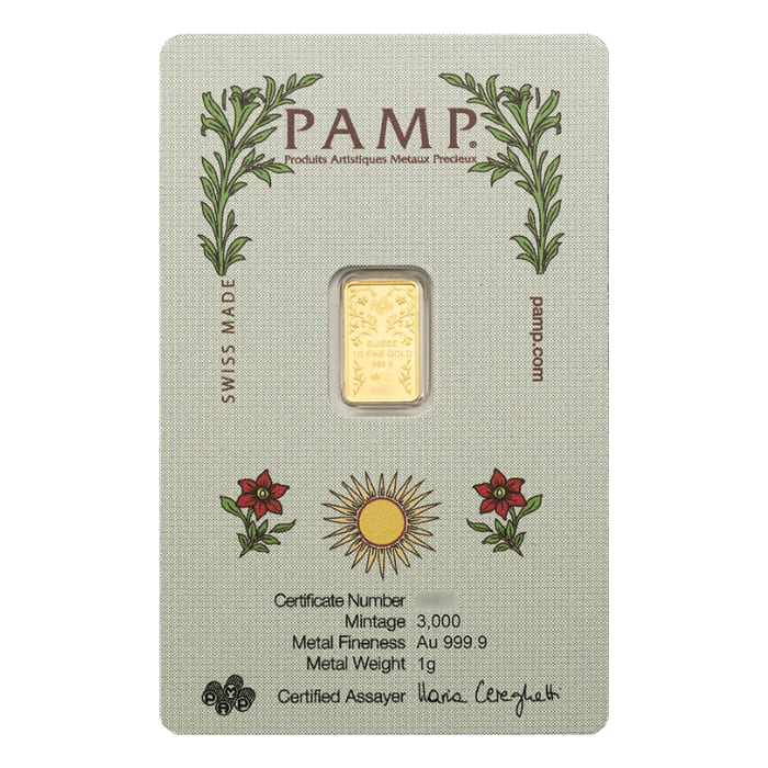 Pamp Suisse  Una and the Lion 1g minted bar