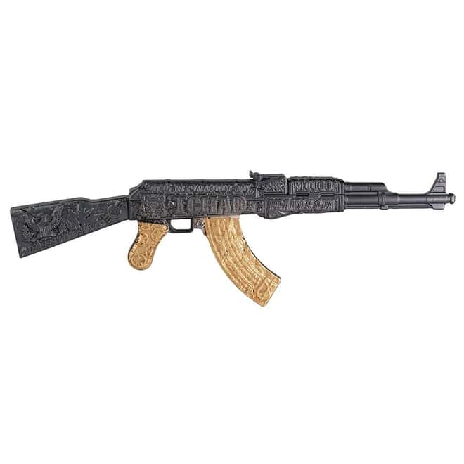 Assault Rifle 2 oz Silver Black and Gold Shaped Coin