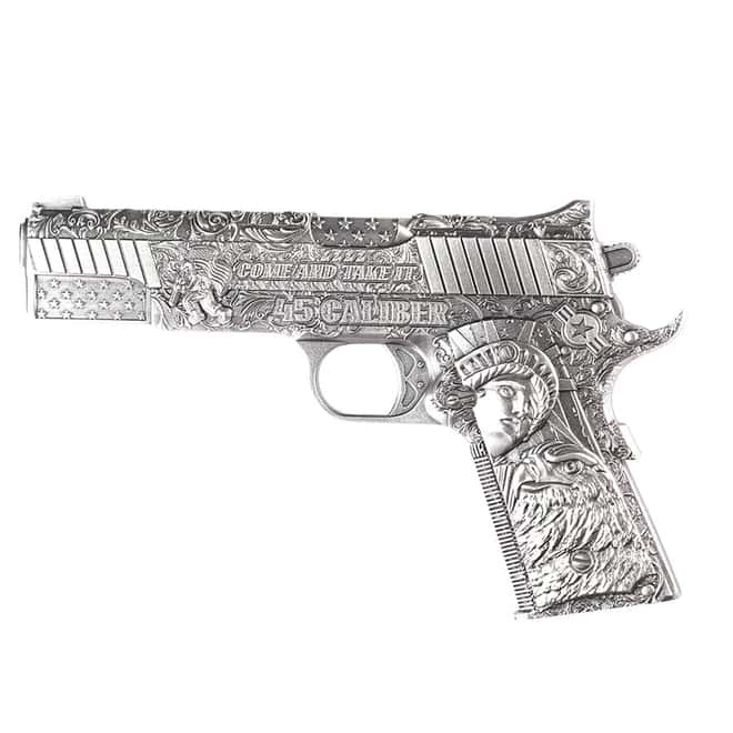 45 Caliber Pistol Handgun 2 oz Silver Antique Coin