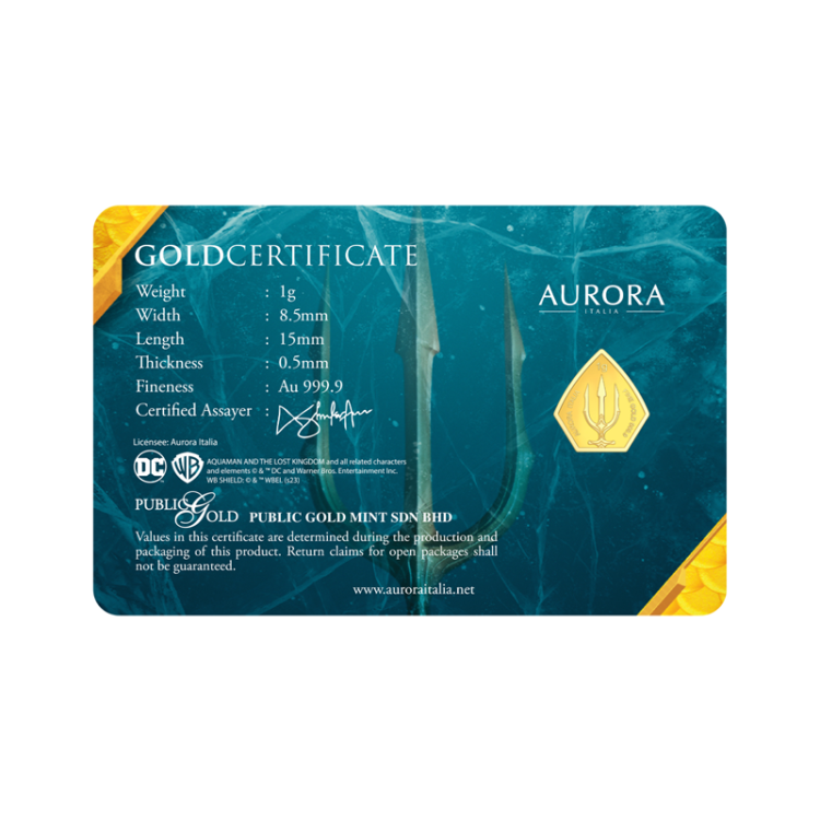Aurora Marble Heros Aquaman 1g Gold bar