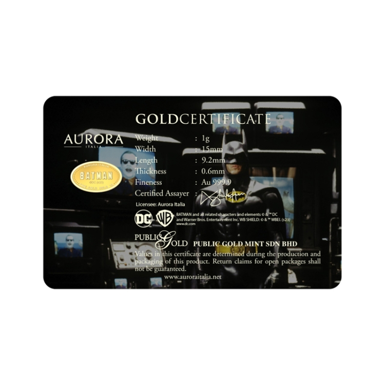 Aurora Marble Heros Batman 1g Gold bar