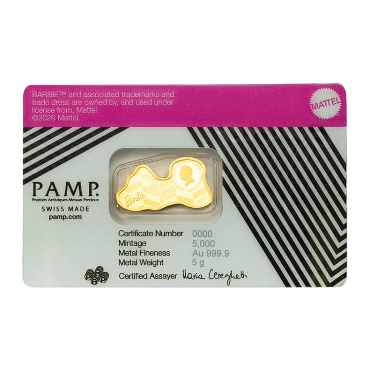 Pamp Suisse Barbie 5g Shaped Gold Coin Bar