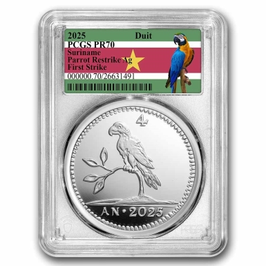 Netherlands 1 oz Silver Parrot Duit PR-70 PCGS (FS)