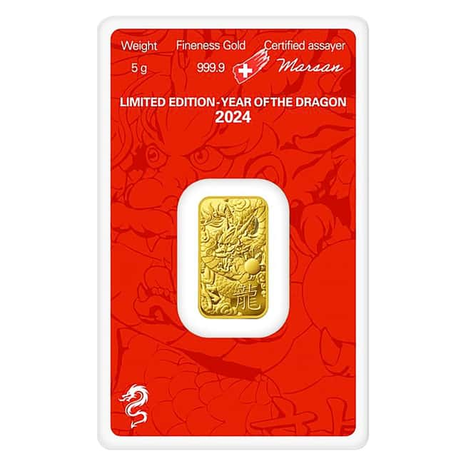 Argor Heraeus 5g Lunar Dragon minted bar