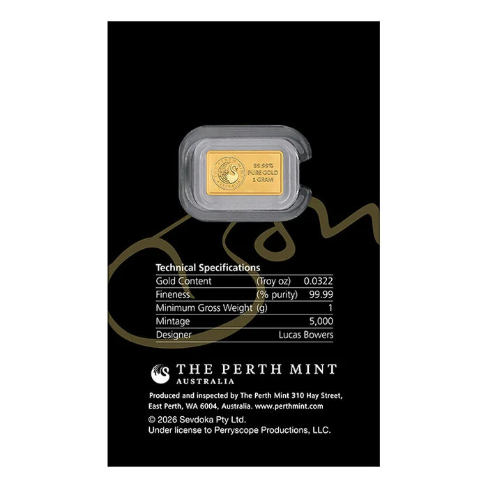 Bon Scott 80th Anniversary 1g Gold Minted Bar