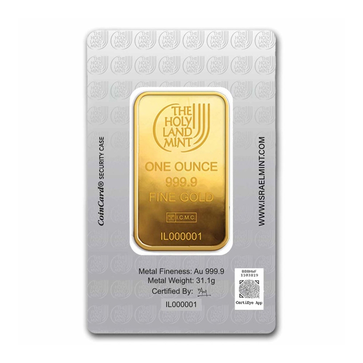 Israel mint Dove of peace 1oz minted bar