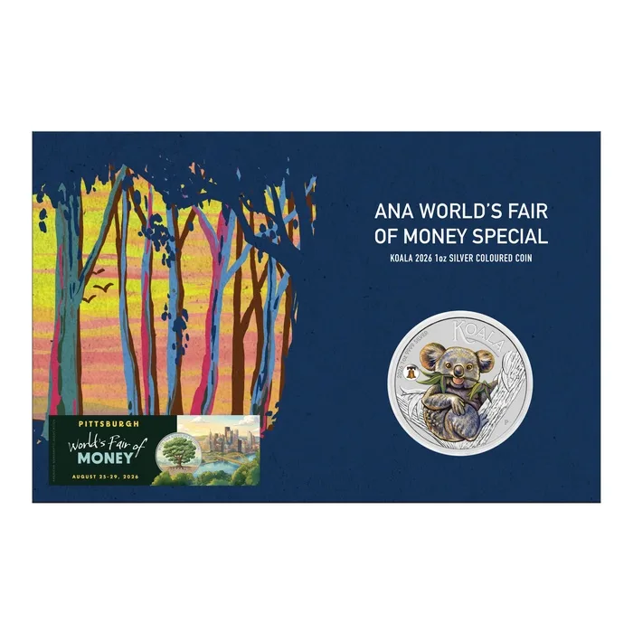 Australian 2026 Koala with Liberty Bell Privy 1oz coloured Silver coin in Card (ANA Special Edition)