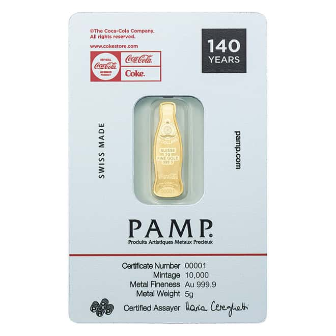 Pamp Suisse coca-cola 5g Shaped Gold Coin Bar