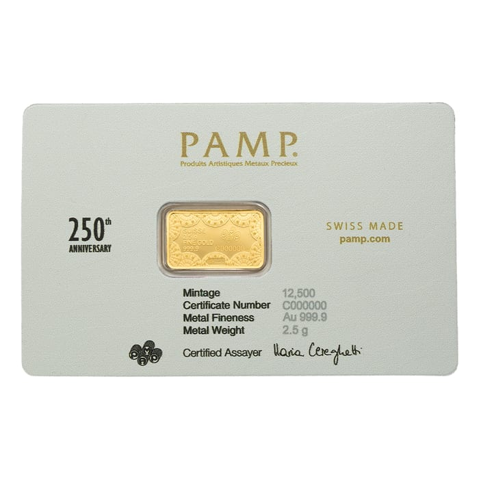 Pamp Suisse 2.5g 250th Anniversary of the USA minted Bar