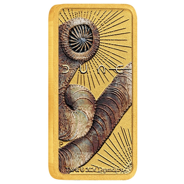 DUNE Shaihulud 1g Gold coloured Minted Bar