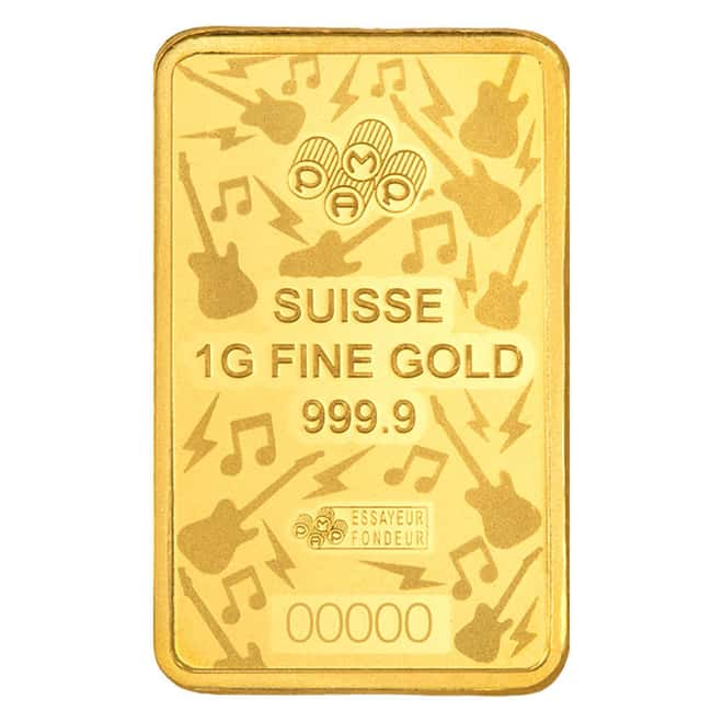 Pamp Suisse Fender 80th Ann. 1g minted bar