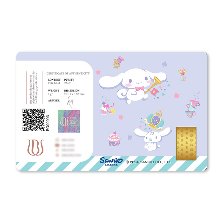 UBS Sanrio Cinnamoroll 1g minted bar