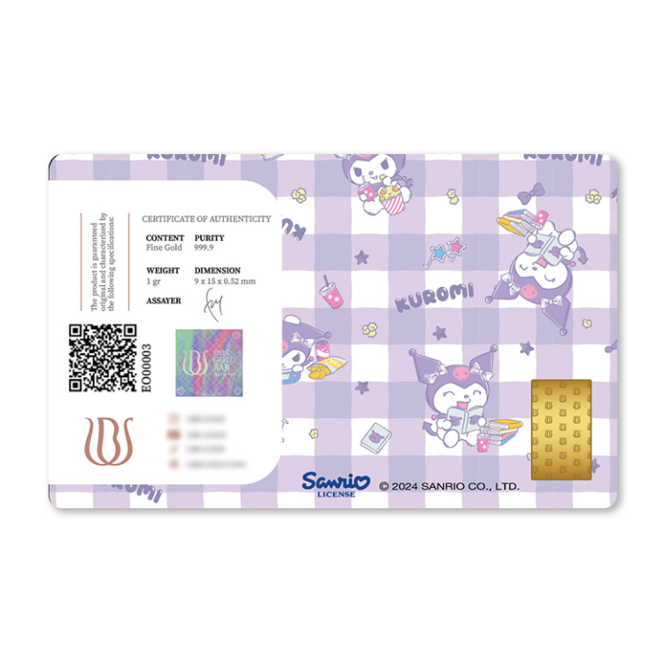 UBS Sanrio kuromi with popcorn 1g minted bar