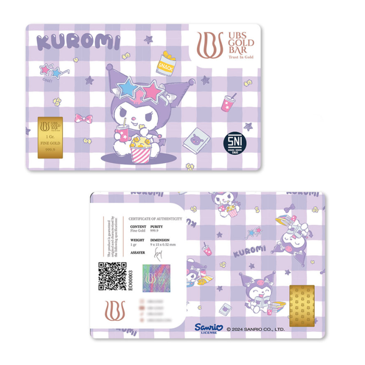 UBS Sanrio kuromi with popcorn 1g minted bar