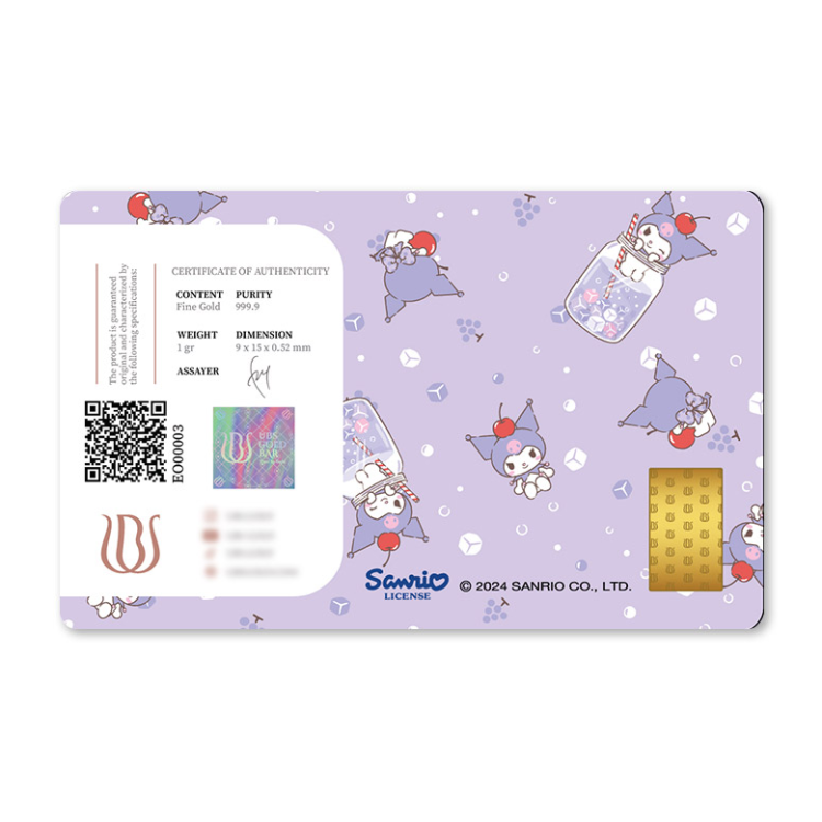 UBS Sanrio kuromi with sparkling 1g minted bar