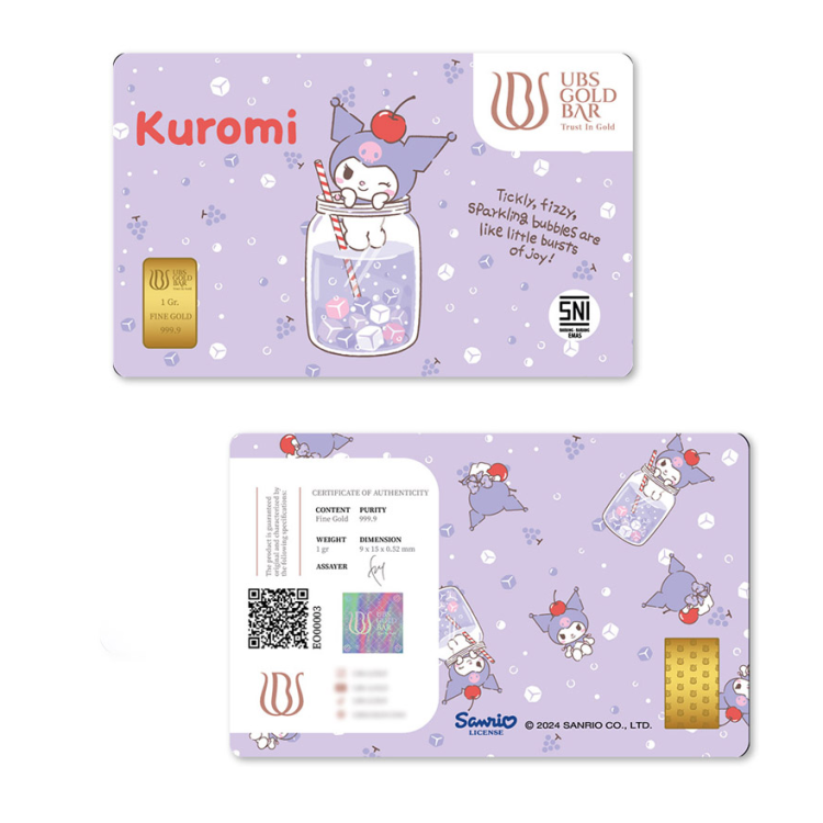 UBS Sanrio kuromi with sparkling 1g minted bar