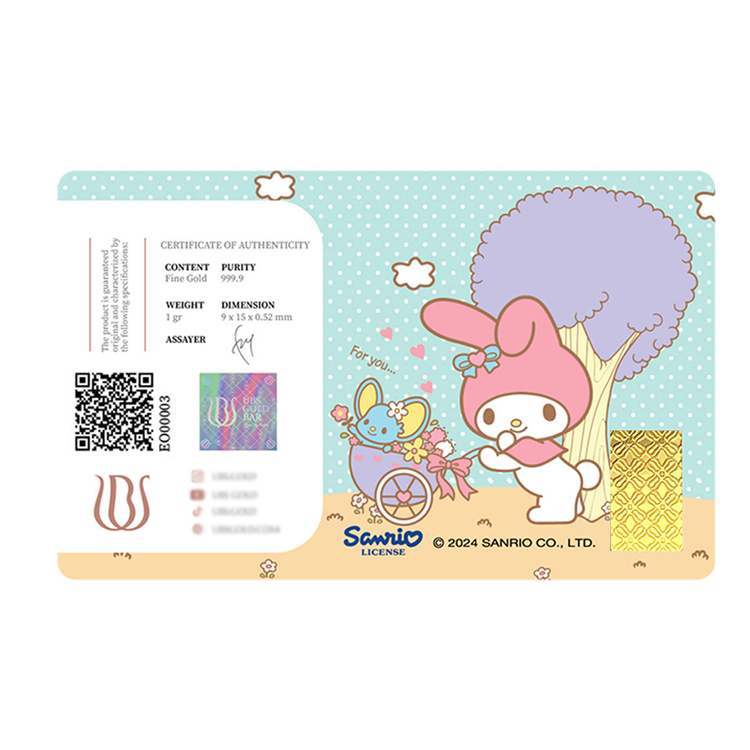 UBS Sanrio my melody with balloon 1g minted bar