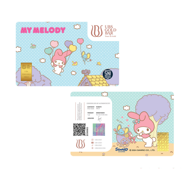 UBS Sanrio my melody with balloon 1g minted bar